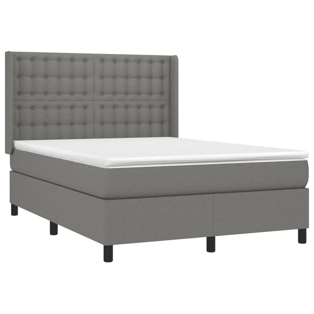 Letto a Molle Materasso e LED Grigio Scuro 140x190cm in Tessuto 3138630