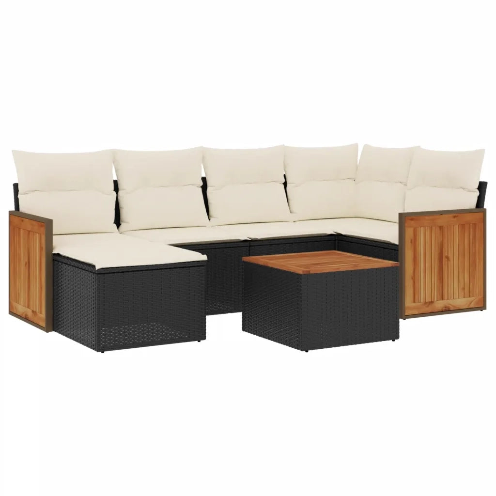 Set Divani da Giardino con Cuscini 7pz Nero Polyrattan 3227862