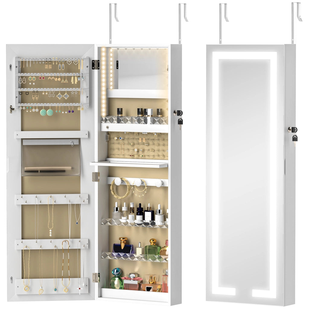 Armadio per gioielli con LED ¨C zephmum ¨C bianco 37x10.5x108 cm