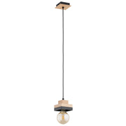 Lampada a sospensione MIKO nero/legno 1xE27 15W Alfa