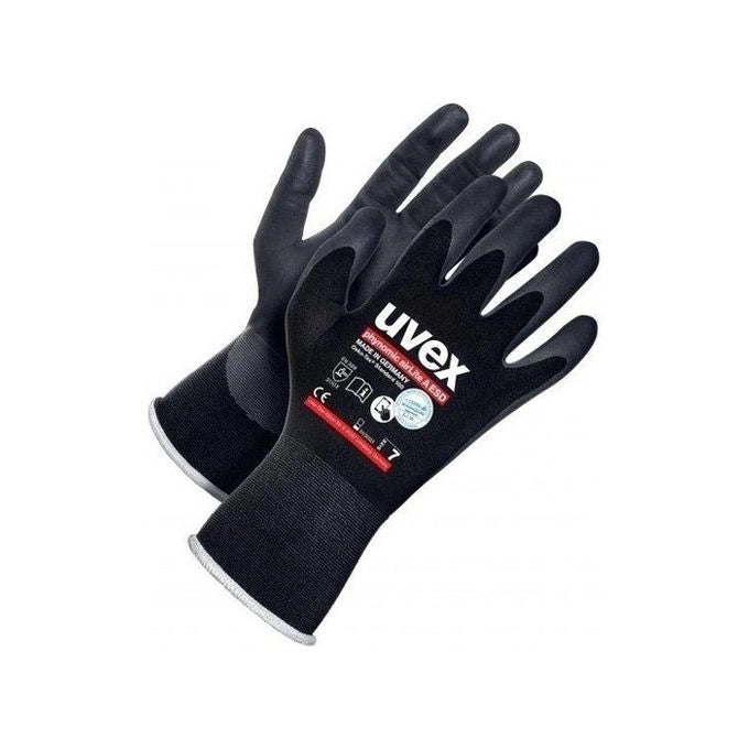 Uvex 60038 Guanti da officina Nero Carbonio, Elastan, Poliammide 1 pz