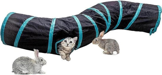 Tunnel per gatti 2 vie, gioco per gatti, cuccioli e conigli da interni