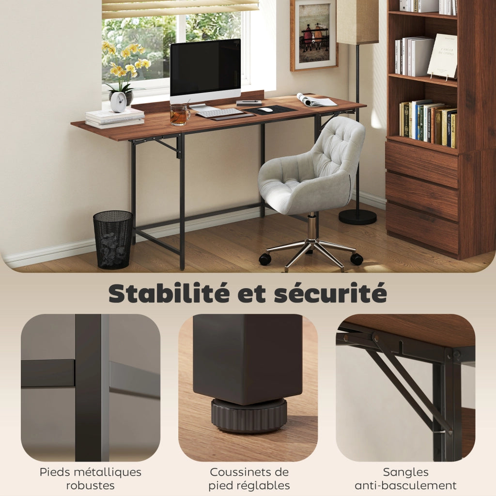 Scrivania pieghevole per computer ¨C Minimal ¨C 170x58x78 cm noce