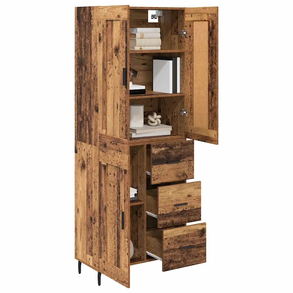 Credenza 2 pz-Set di 2 Buffet-Armadio da cucina Legno vecchio Legno Stratificato e Vetro 785405
