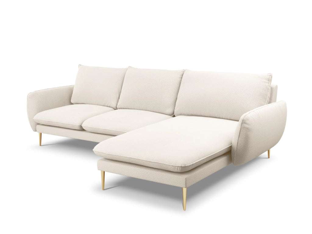 Cosmopolitan Design - Divano angolare destro "Vienna" 5 posti in bouclé beige 