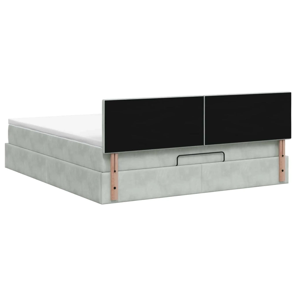Letto Ottomano con Materasso e LED Grigio Chiaro 140 x 200 cm 3457143