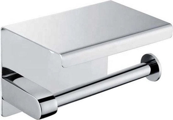 Supporto per carta igienica con ripiano - Supporto carta igienica WC - Supporto carta igienica in acciaio inox - Planchetta bagno - Supporto carta igienica - Supporto carta igienica in acciaio inossidabile