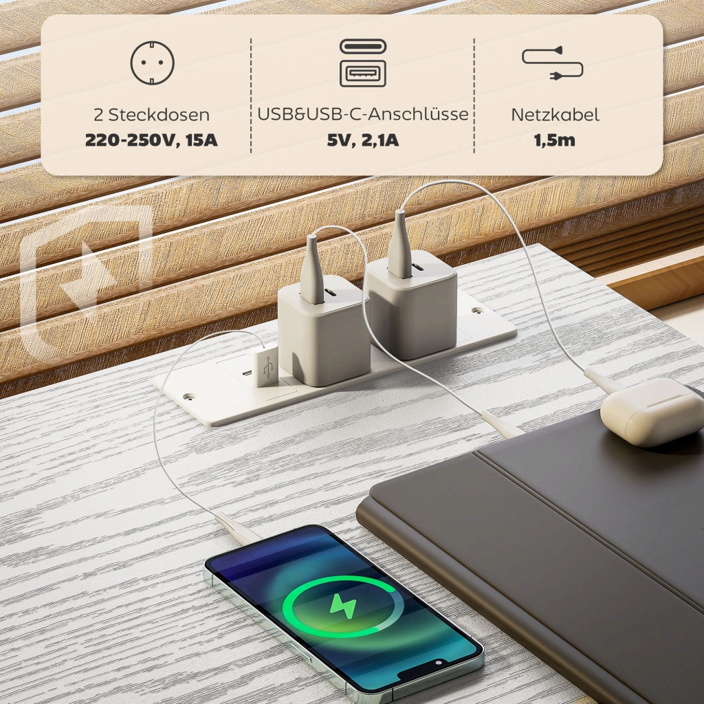Scrivania con USB e presa ¨C Minimal ¨C 120x40x76 cm bianco