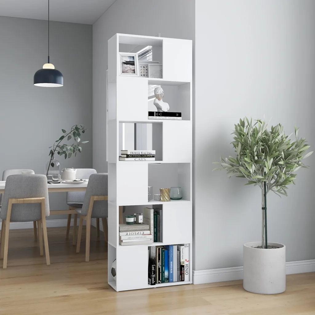 Libreria Divisorio-Scaffale per Libri-Mobile di Stoccaggio Bianco 60x24x186 cm