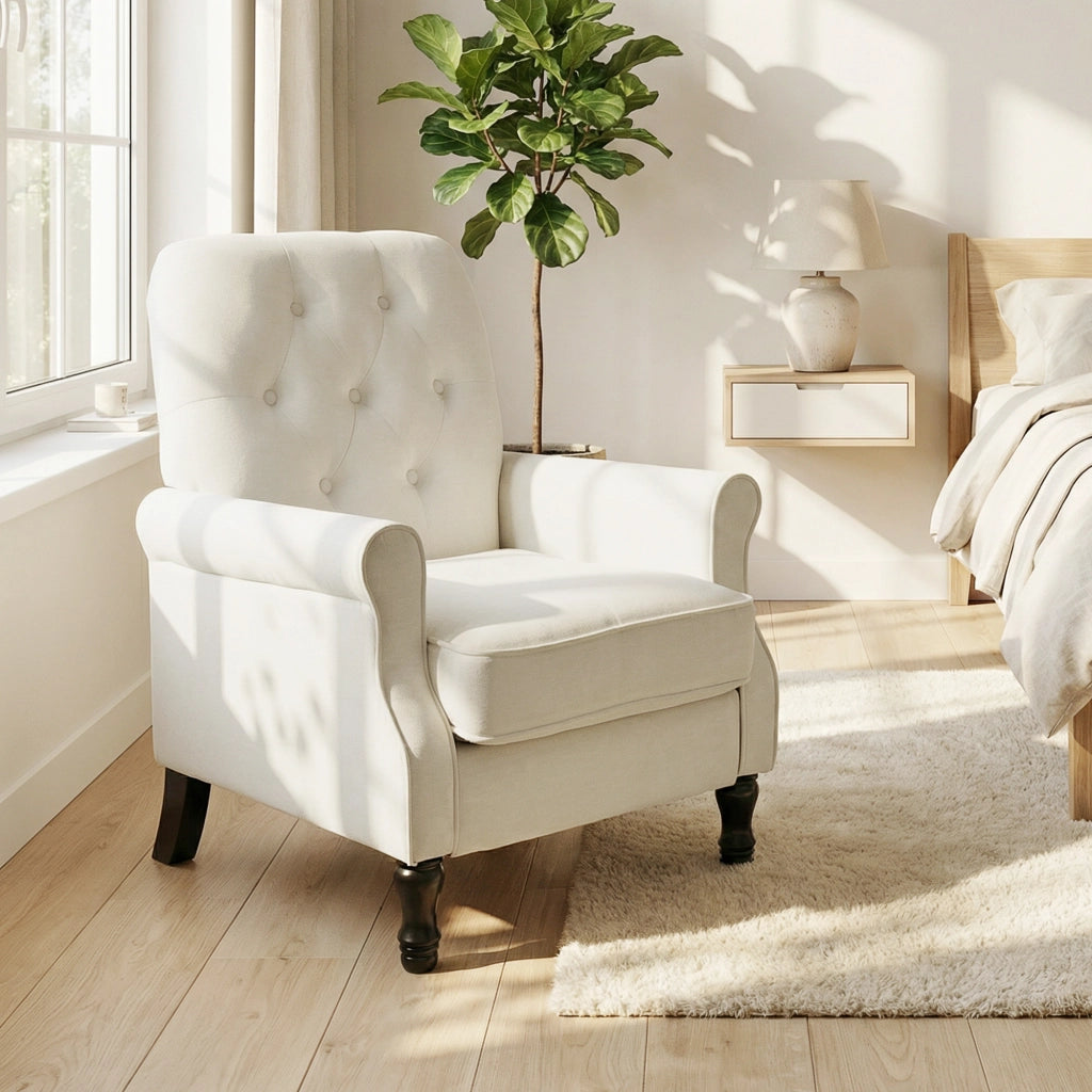 Poltrona ¨C Minimal ¨C crema, tessuto, 69x75x90cm