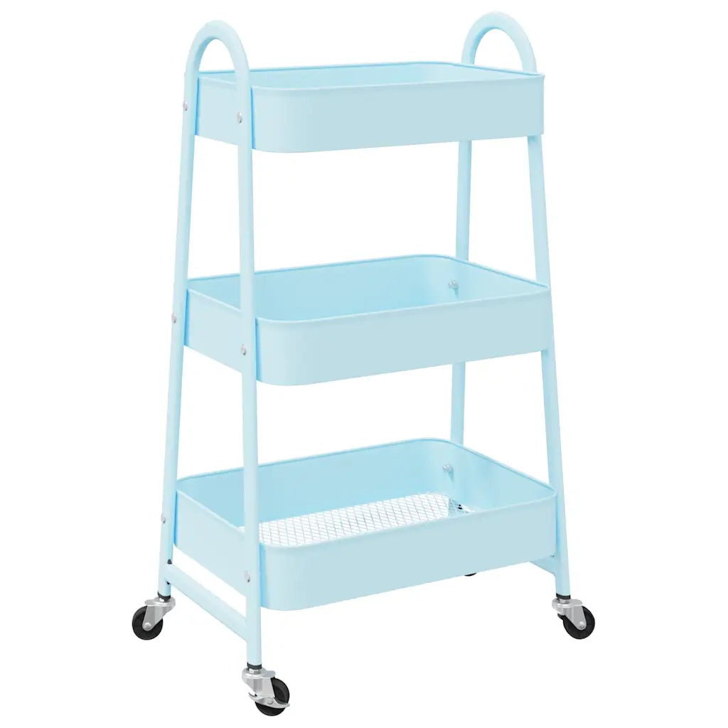 Carrello Portaoggetti a 3 Ripiani Blu 42x41,5x77 cm in Acciaio CFW7908801