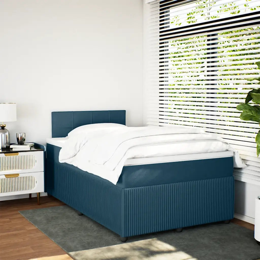 Giroletto a Molle con Materasso Blu 120x200 cm in Velluto 3287714