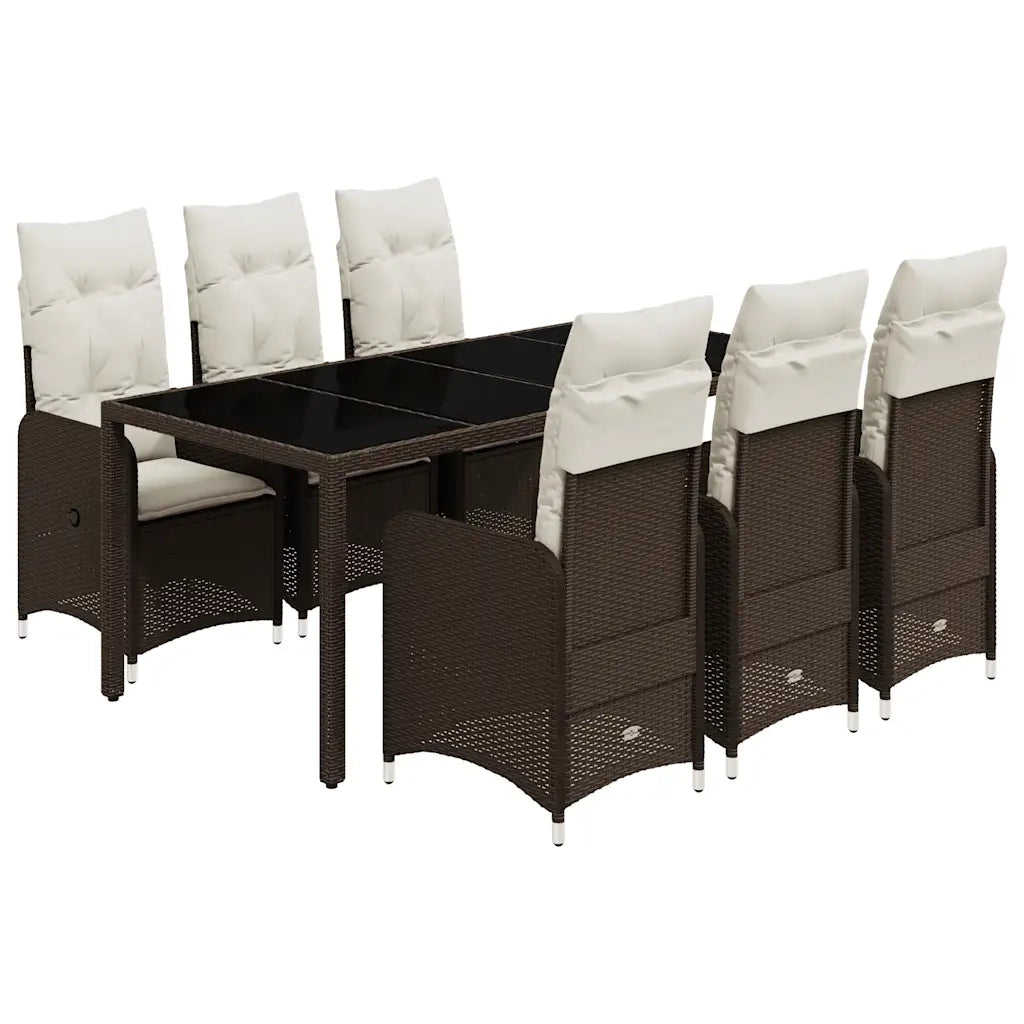 Set Bistrò da Giardino 7 pz con Cuscini in Polyrattan Marrone 3277069