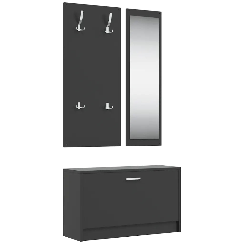 Set Scarpiere | Mobile per scarpe 3 in 1 Nero in Legno Multistrato