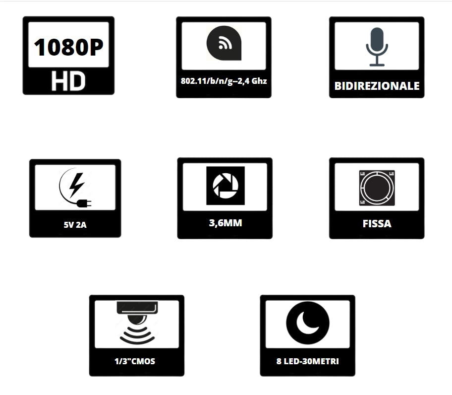 Telecamera ptz wi-fi esterno proxe 2 megapixel