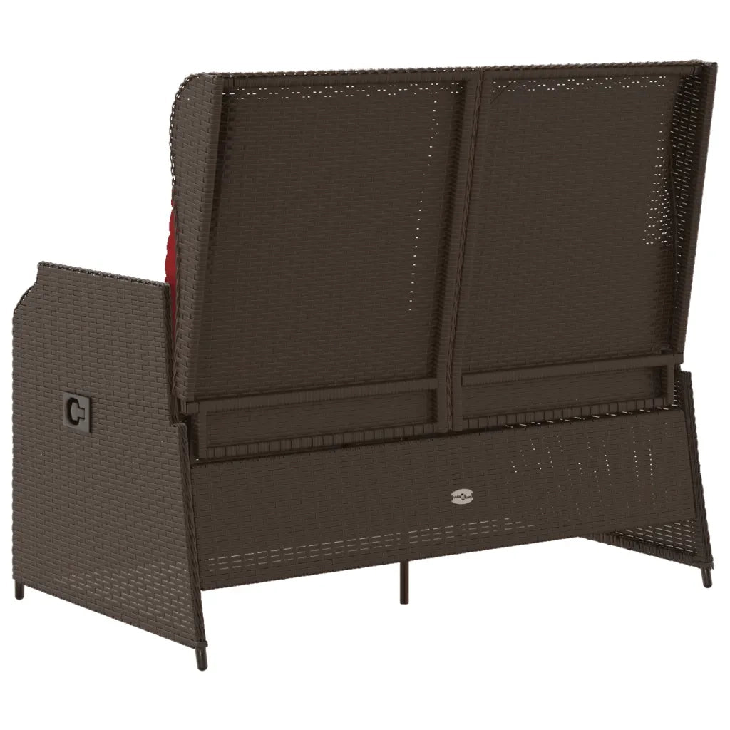 Panchina da giardino reclinabile con Cuscini in Polyrattan Marrone 368961