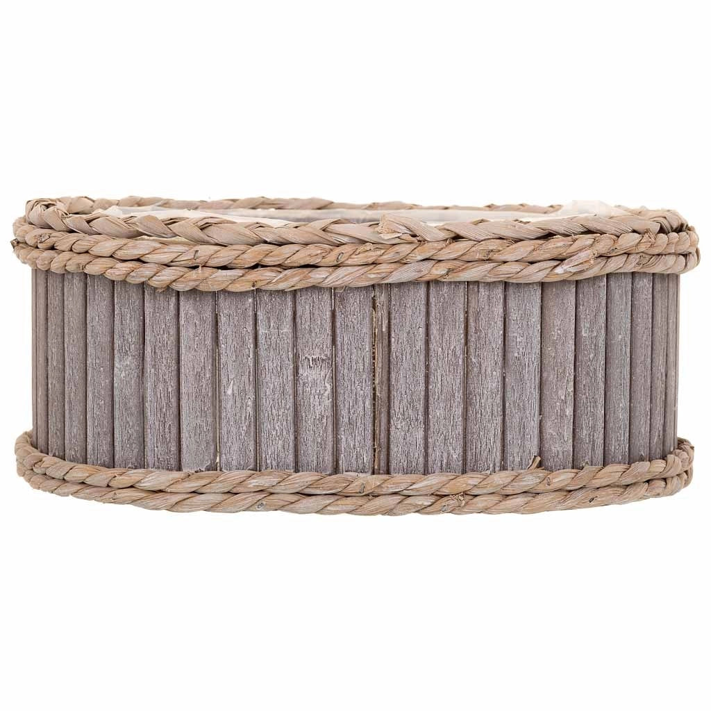 Set di 3 cestini ovali in legno grigio
