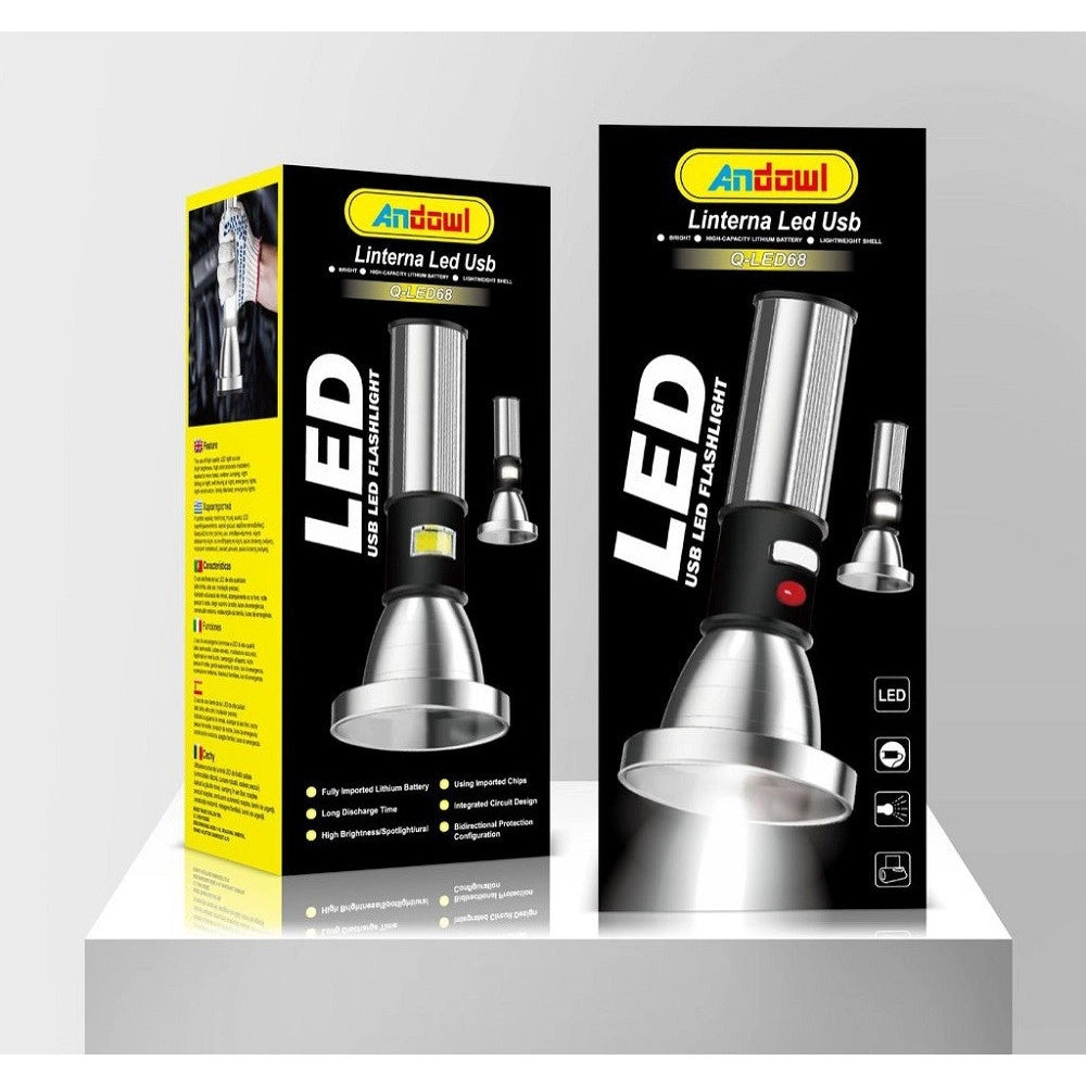 Trade Shop - Torcia Usb Luce Led Lanterna Accessorio Per Casa Cantine Per Emergenze Q-led68 -