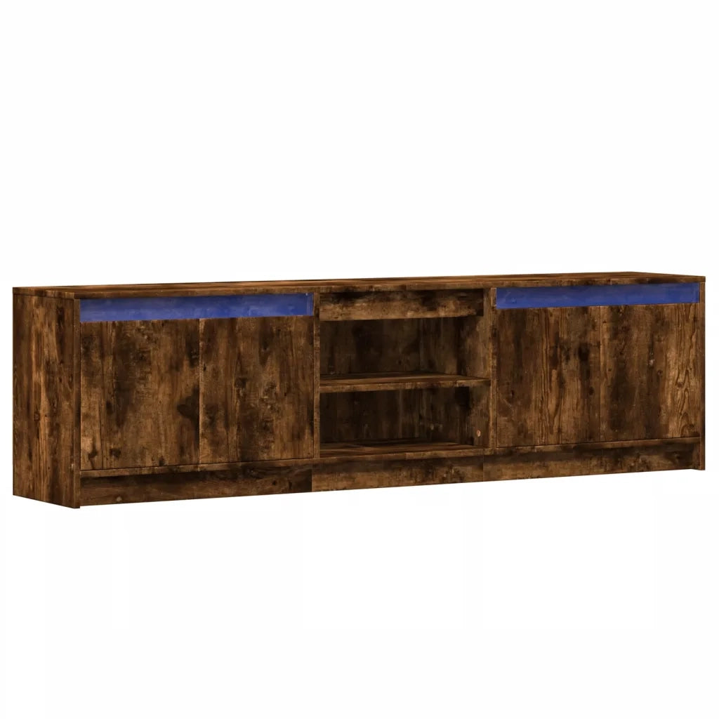 Mobile Porta TV con LED-Mobile per TV-Credenza TV Rovere Fumo 180x34x50cm in Truciolato 567547
