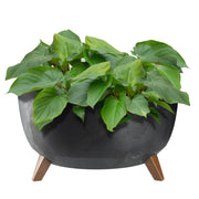 Vaso da fiori KADAX 47 cm con coperchio e piedini in sughero, colore nero.