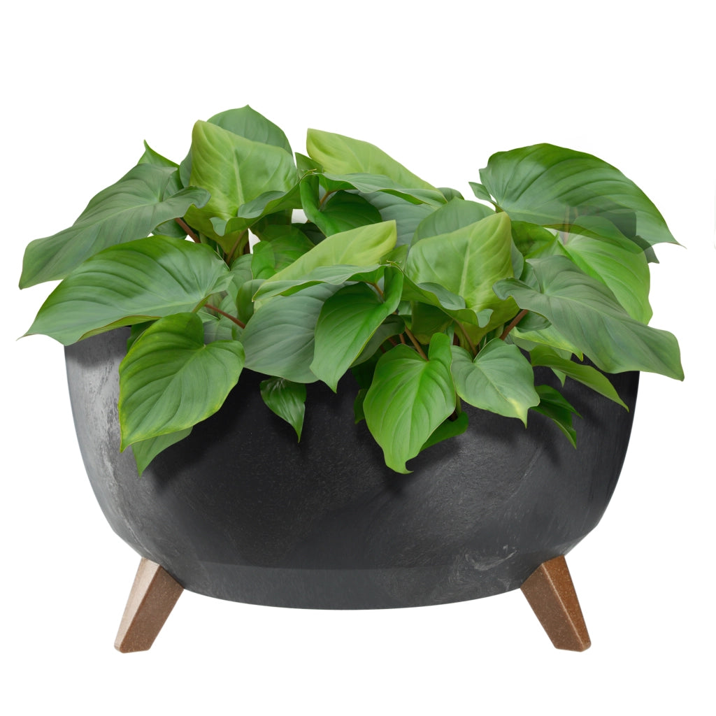 Vaso da fiori KADAX 47 cm con coperchio e piedini in sughero, colore nero.