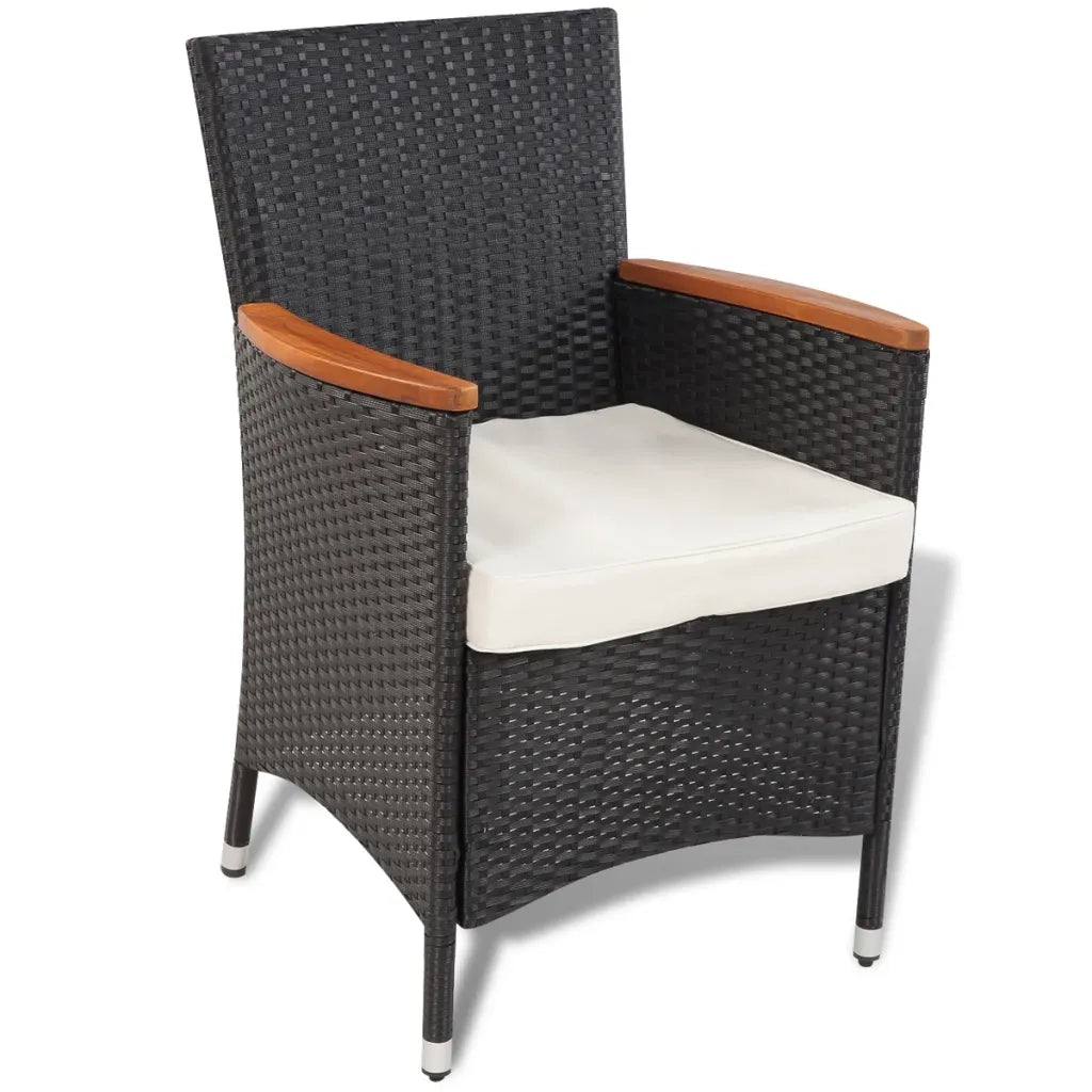 Set da Pranzo da Giardino 5 pz con Cuscini in Polyrattan Nero 41307