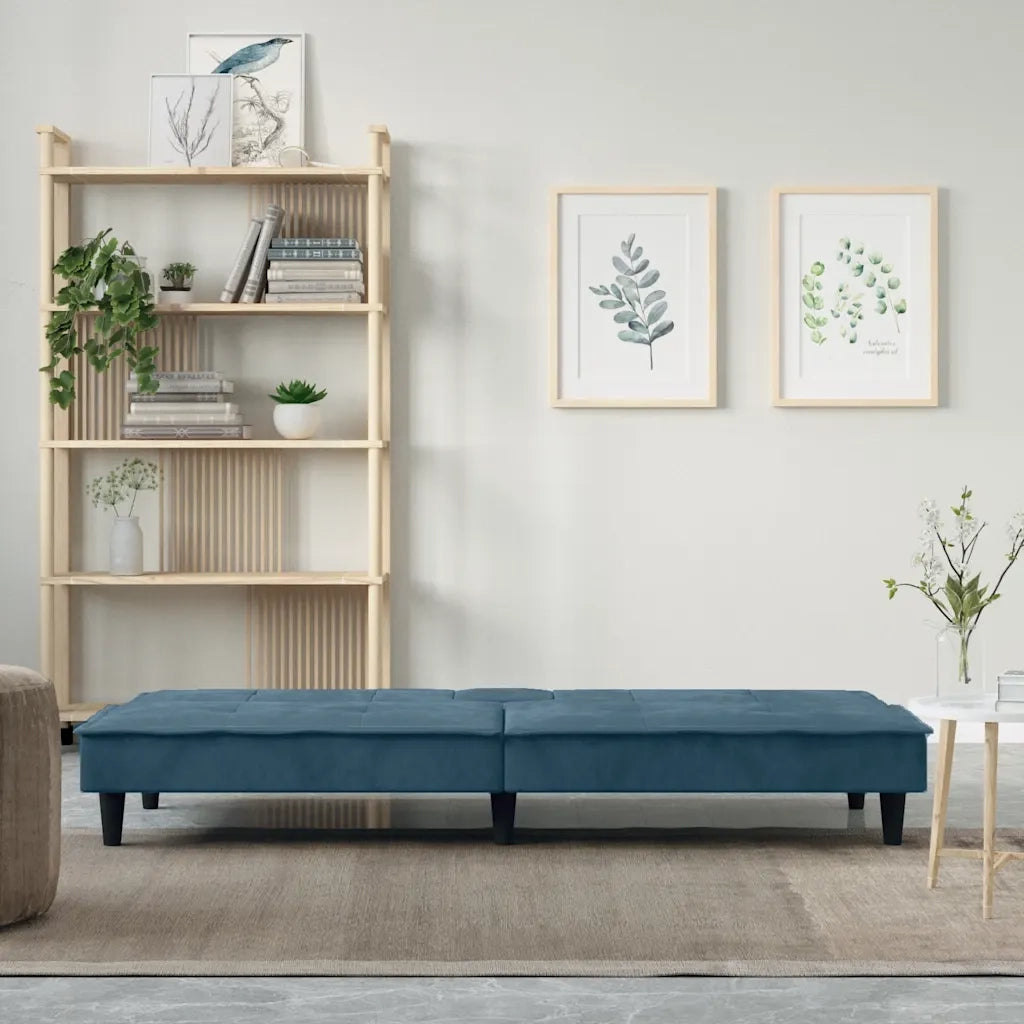 Divano letto | Sof¨¤ letto | Letto singolo con Portabicchieri in Velluto Blu