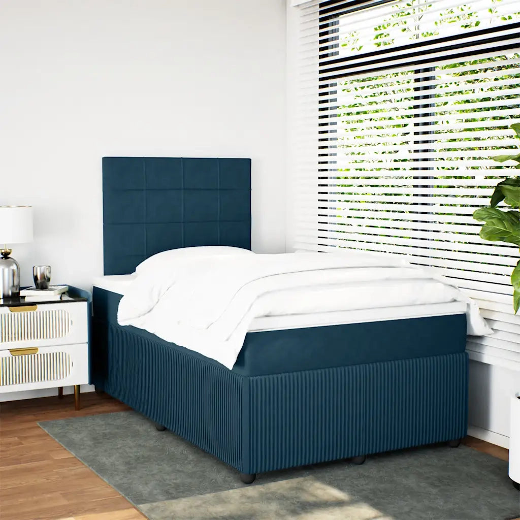 Giroletto a Molle con Materasso Blu 120x200 cm in Velluto