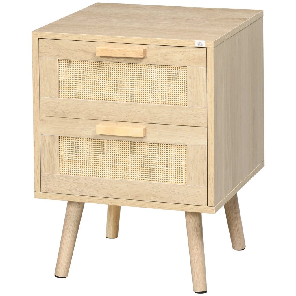 Comodino con 2 cassetti e gambe in legno ¨C Minimal ¨C 40x40x56 cm naturale