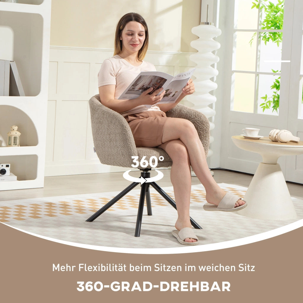 Poltrona ¨C Minimal ¨C Tessuto, Girevole, Beige