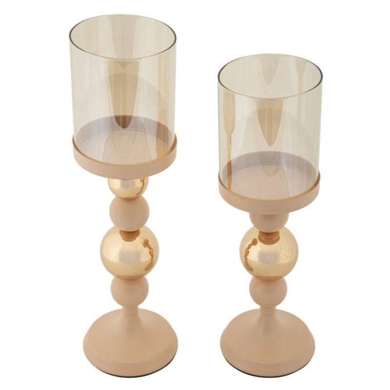 Porta Cand Glassy Rosa Set 2 Pz cm ø 10x32-10x36