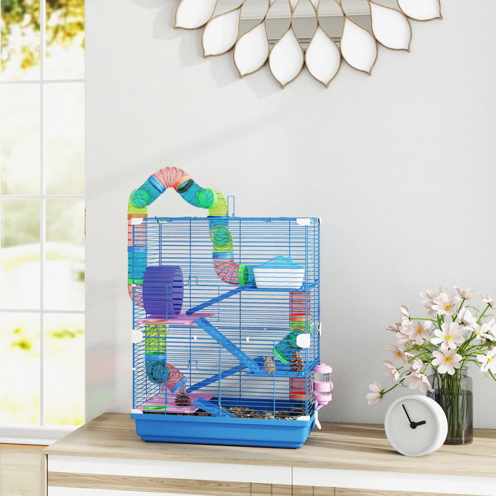 Casetta per Criceti a 5 Livelli con Tubi e Accessori ¨C Minimal ¨C 46x30x58 cm