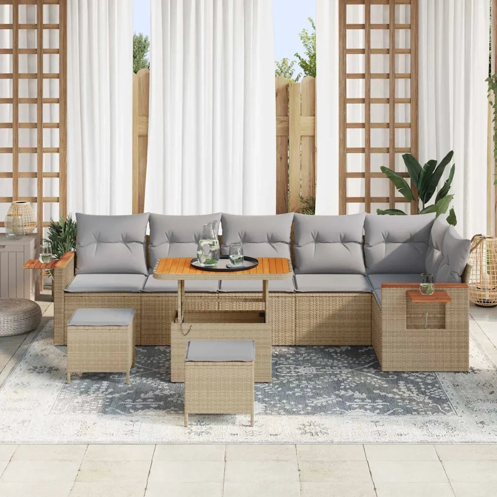 Set Divano da Giardino 11 pcs Beige e Grigio Chiaro polyrattan 3365147
