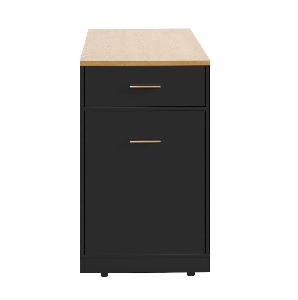 Isola da cucina 120x50 cm; con scomparto per rifiuti; MDF e metallo nero