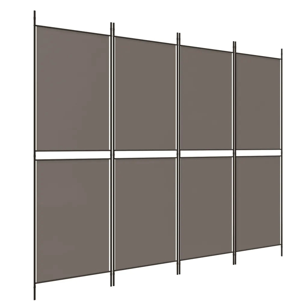 Divisorio Ambienti | Divider per stanze | Paravento a 4 Pannelli Antracite 200x180 cm Tessuto