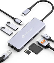Adattatore HDMI 8-in-1 4K USB - HDMI RJ45 100W PD Ethernet - USB C