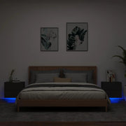 Comodini a Parete con Luci LED 2 pz Neri 836815