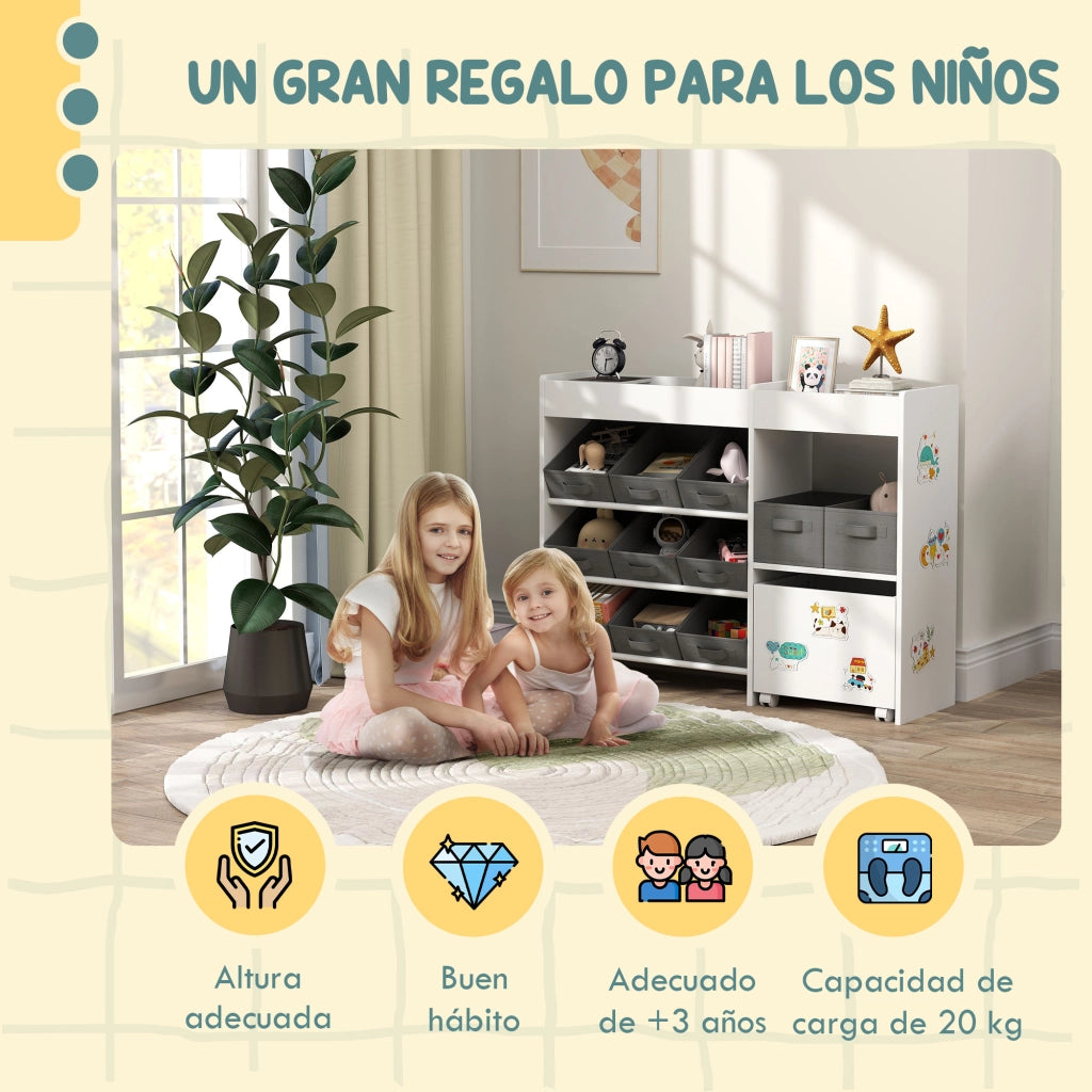 Cassettiera per bambini con 11 cestini ¨C Minimal ¨C Bianco 105x30x80 cm