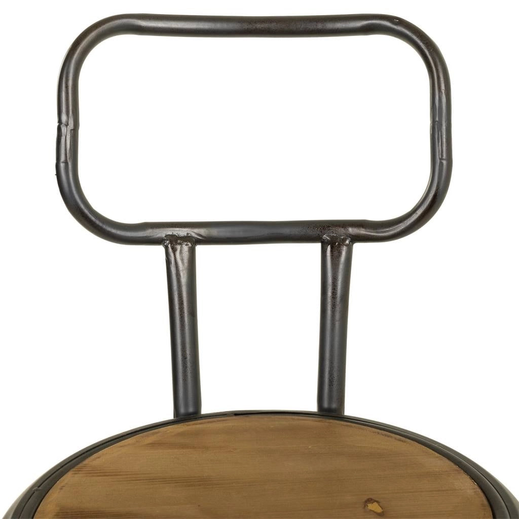 Sgabello in metallo e legno marrone 42x54x92h