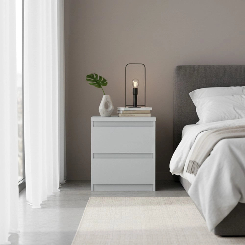Comodino Morgan 2 cassetti grigio ghiaccio – 41.8x32.2x49.3H
