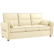 Divano 3 Posti in Similpelle Beige con Cuscini ¨C Minimal ¨C 190x83x90 cm