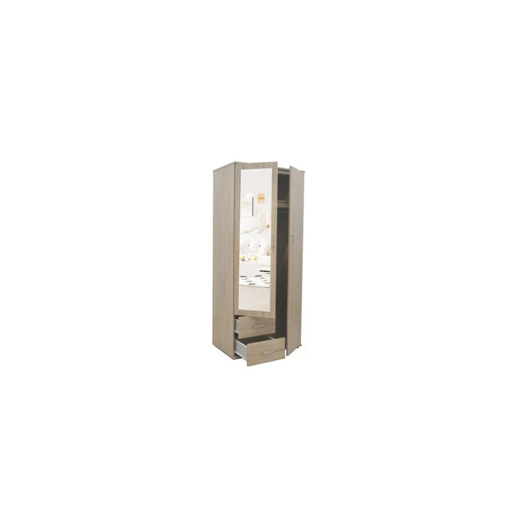 Armadio TOM 2 porte – Rovere Sonoma – Con specchio – L80 x H185 cm