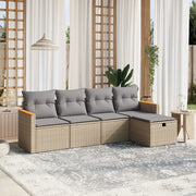 Set Divano da Giardino 5 pz con Cuscini Beige Misto Polyrattan 3265287