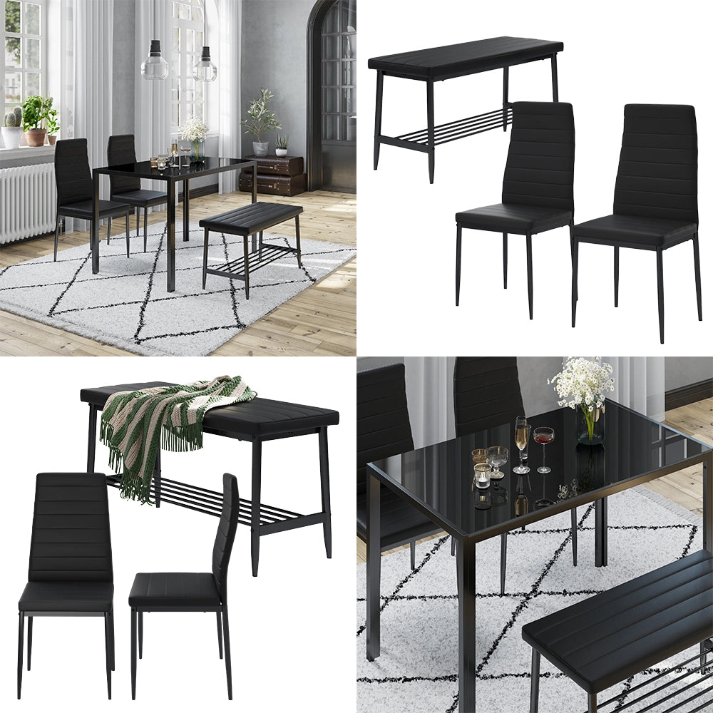 Vicco Panca e sedia Nero 85 x 46.5 cm Set da 3 pezzi