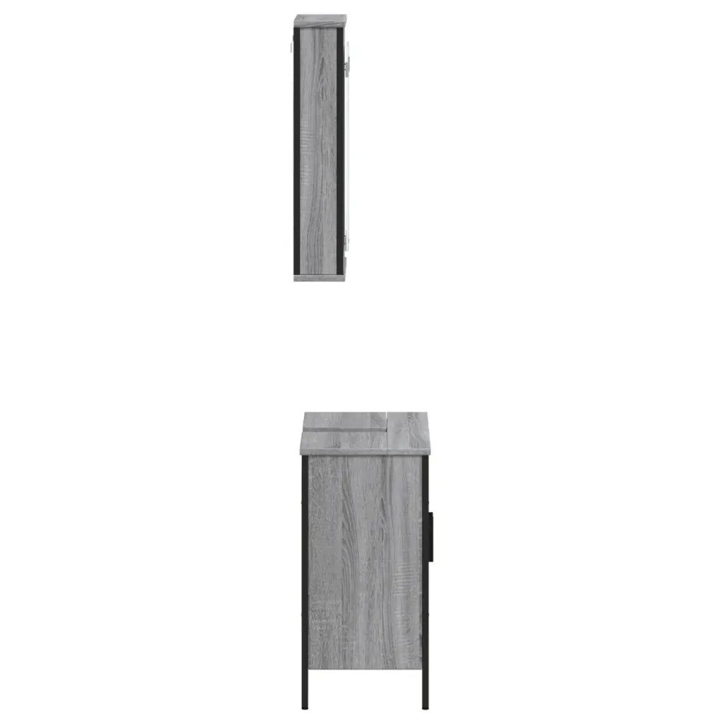 Set Mobili da Bagno | Armadio da bagno 2 pz Grigio Sonoma in Legno Multistrato