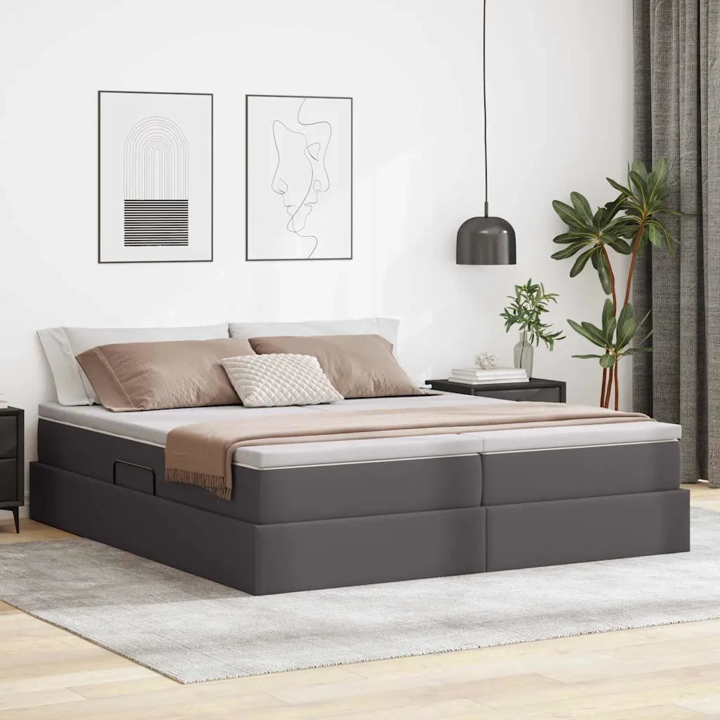 Letto con contenitore e materasso Grigio 200 x 200 cm 3370347