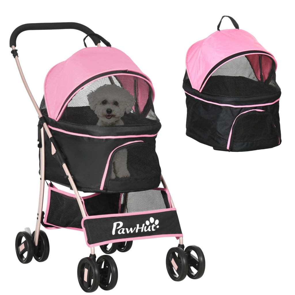 Trasportino Pieghevole per Cani con Cuscino e Guinzagli ¨C Minimal ¨C Rosa