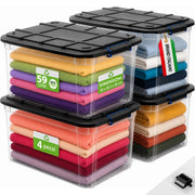 Set 4 Pezzi Contenitori con Coperchio Storage Box Solid Cargo 59L 58x38.5x36 cm