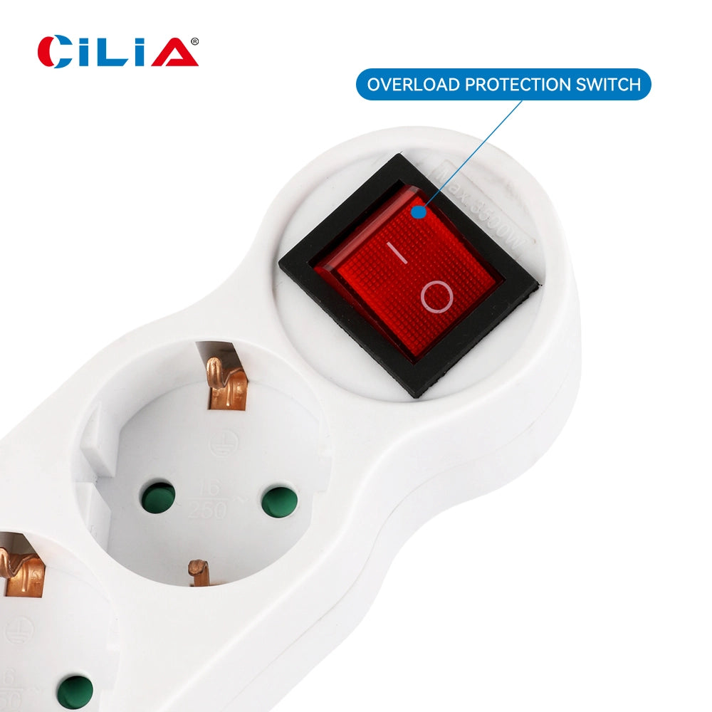 Ciabatta Multipresa con Interruttore ¨C zephmum ¨C 3 Prese, Protezione Bambini, Bianco