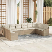 Set Divano da Giardino 10 pcs Beige e Crema polyrattan